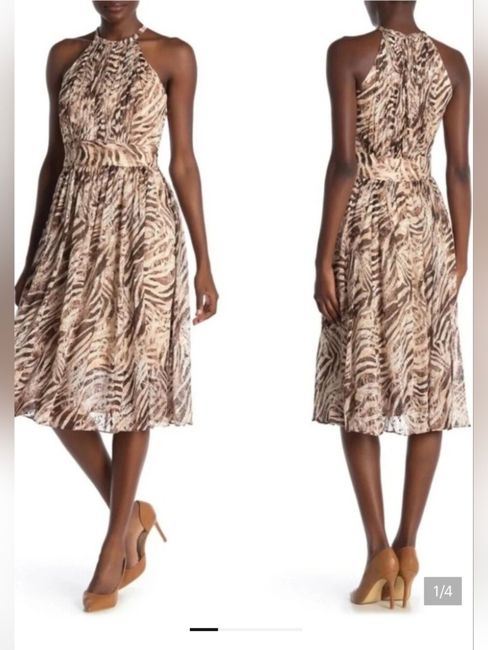 NWOT ELIE TAHARI Dominica Silk Blend Midi Halter Dress -SIZE 6
